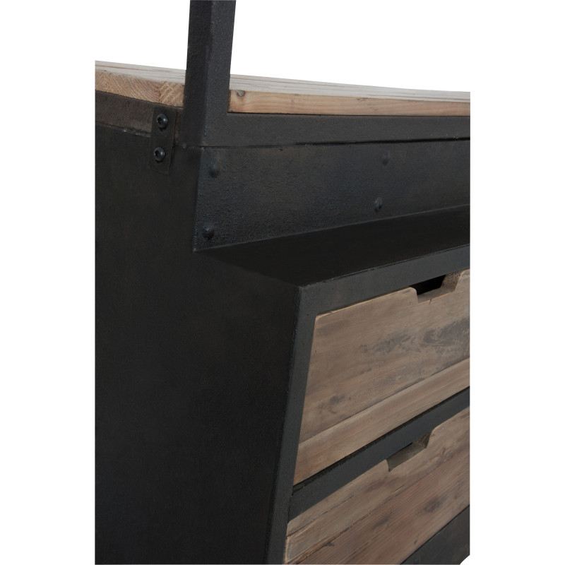 Bibliothèque industrielle 160 cm en bois et métal marron César - 10