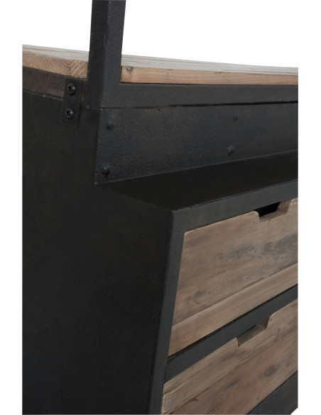 Bibliothèque industrielle 160 cm en bois et métal marron César - 10