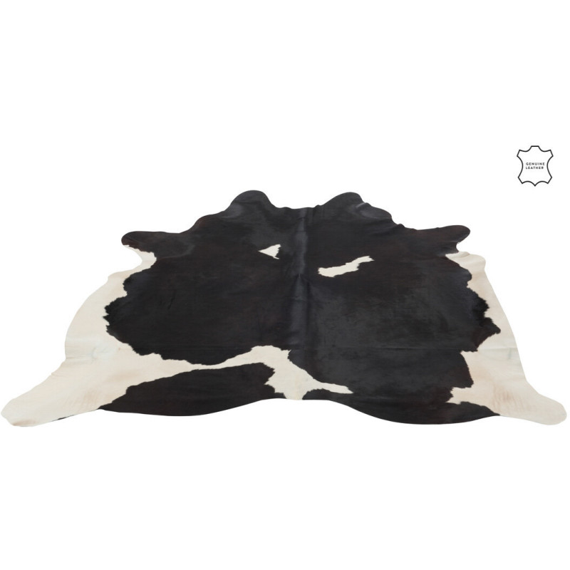Tapis Peau de vache Cow en Cuir véritable Noir et Blanc 190x230 - 1