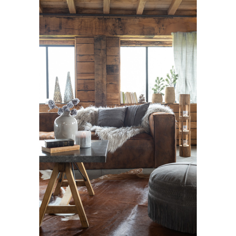 Tapis Peau de vache en Cuir véritable Marron et Blanc 190x230 - 2