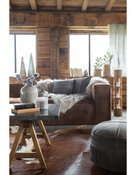 Tapis Peau de vache en Cuir véritable Marron et Blanc 190x230 - 2