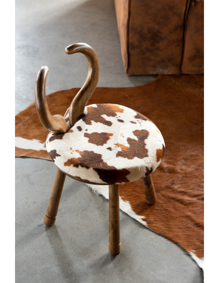 Tapis Peau de vache en Cuir véritable Marron et Blanc 190x230 - 3