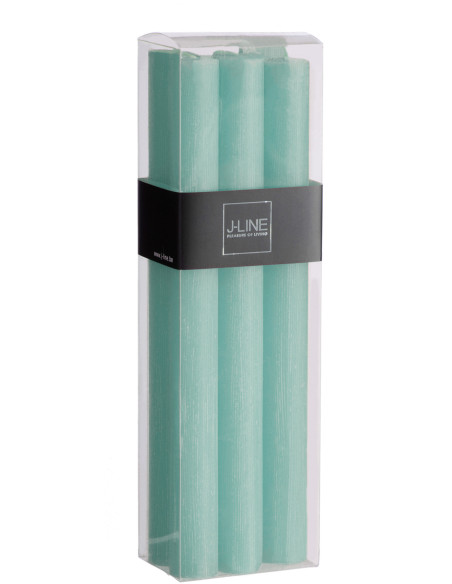 Bougie Cylindrique Bleu aqua J-Line en Cire 13 heures Hauteur 25 cm (Lot de 6) J-Line - 1