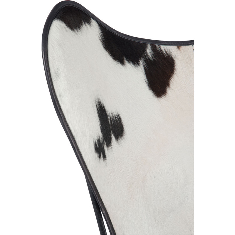 Fauteuil Papillon Peau de vache Autentik en Cuir véritable Métal Blanc Noir - 6