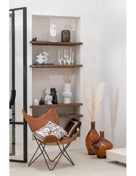 Fauteuil Papillon Autentik en Cuir véritable Cognac Métal Noir - 2