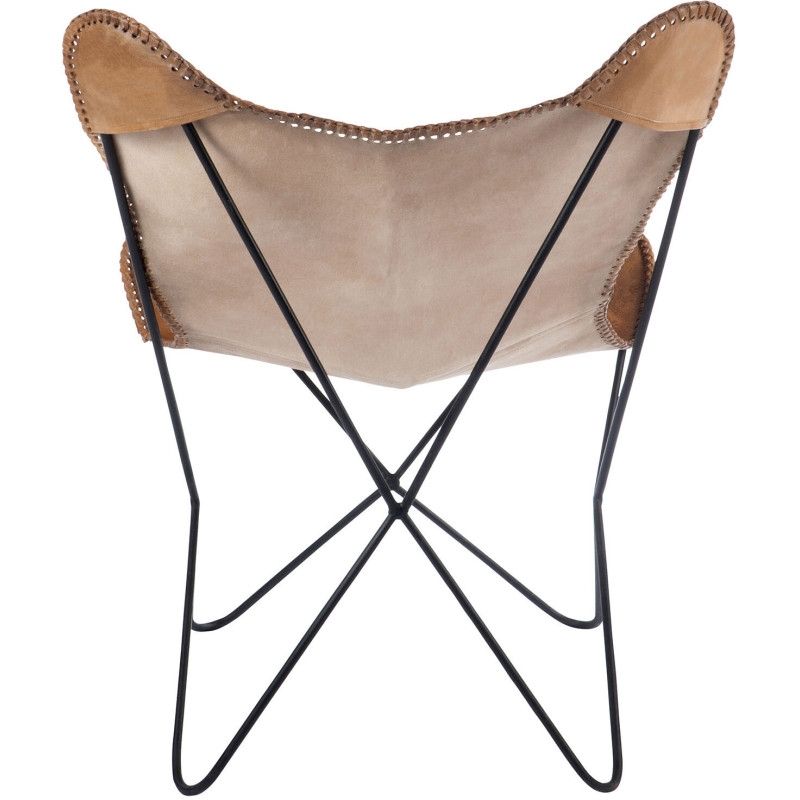 Fauteuil Papillon Autentik en Cuir véritable Cognac Métal Noir - 5