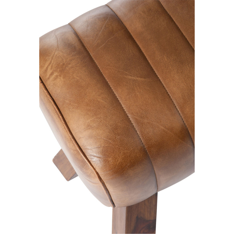 Banc de gymanstique 2 places 90 cm Autentik en Cuir véritable Cognac Bois de Sesham Marron - 3