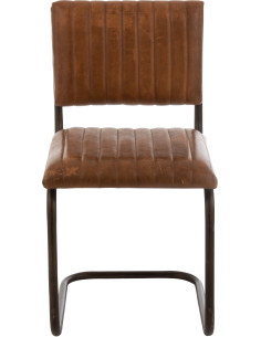 Chaise Wildo en Cuir véritable Cognac Métal Noir J-Line - 2
