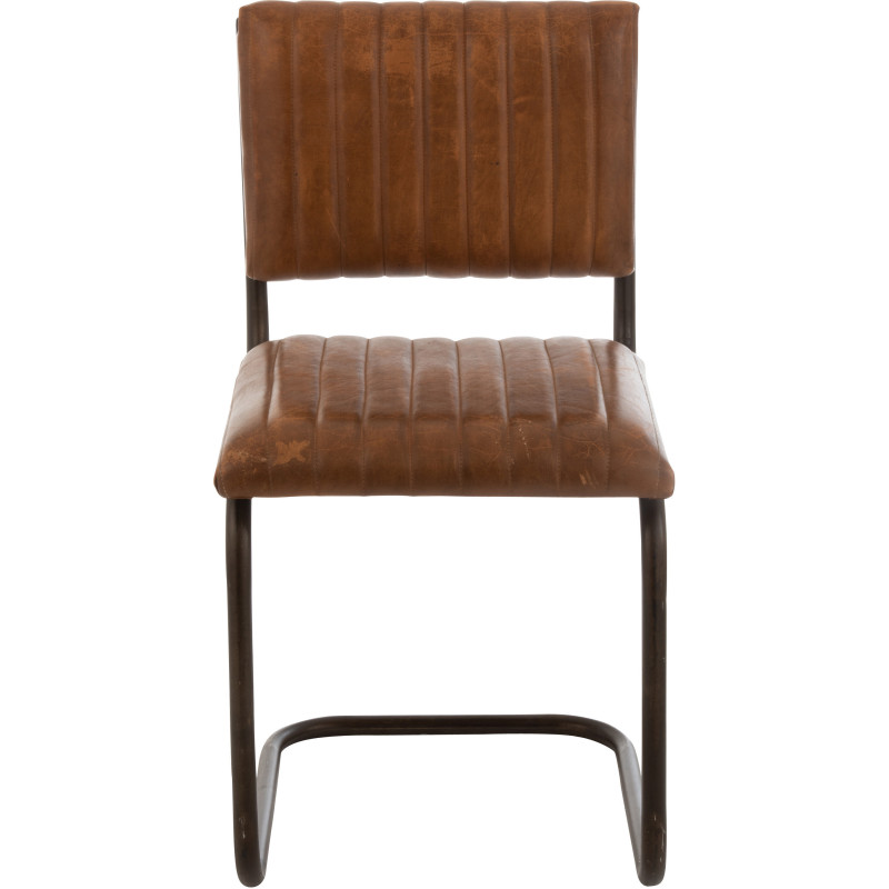 Chaise Wildo en Cuir véritable Cognac Métal Noir - 2
