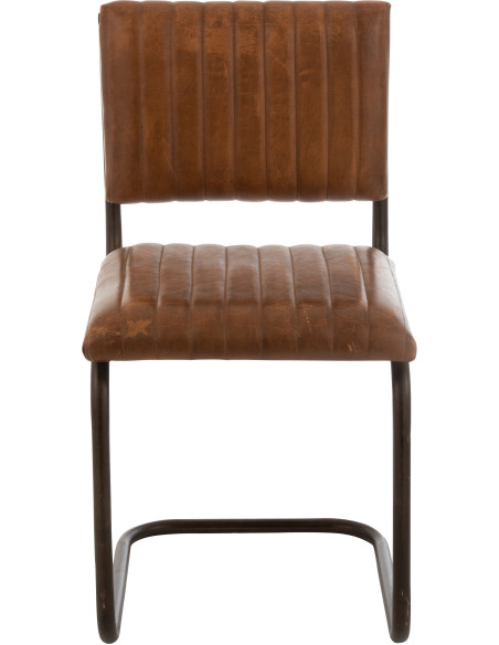 Chaise Wildo en Cuir véritable Cognac Métal Noir - 2