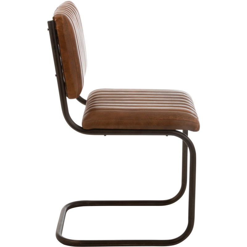 Chaise Wildo en Cuir véritable Cognac Métal Noir - 3