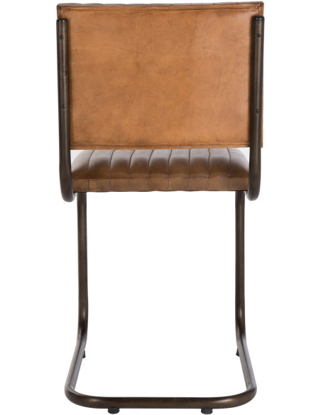 Chaise Wildo en Cuir véritable Cognac Métal Noir - 4