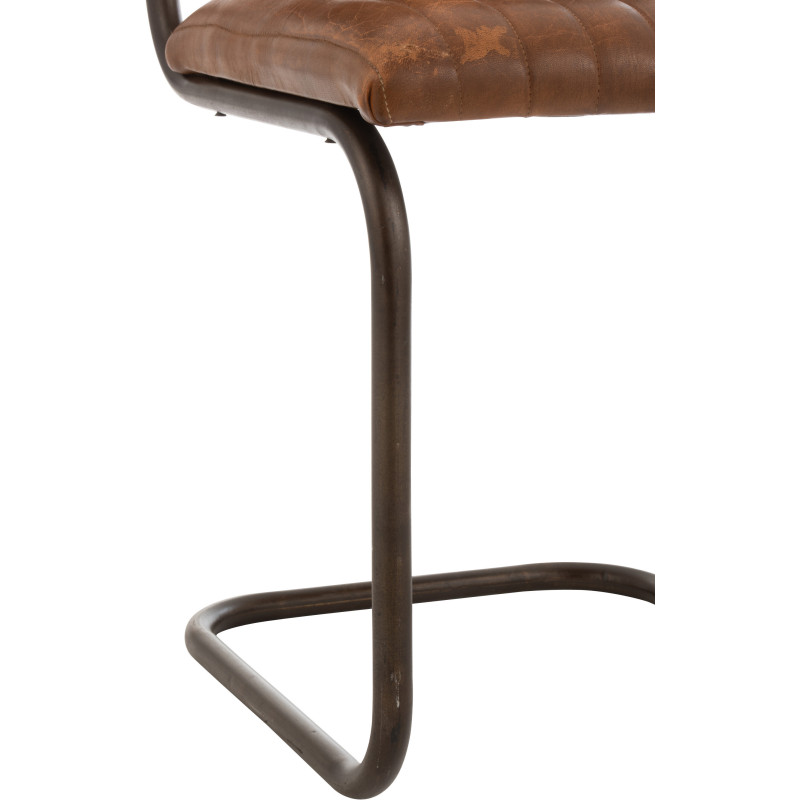 Chaise Wildo en Cuir véritable Cognac Métal Noir - 5