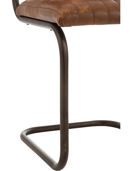 Chaise Wildo en Cuir véritable Cognac Métal Noir - 5