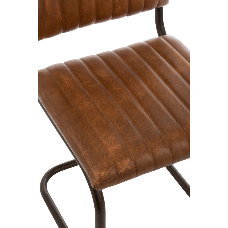 Chaise Wildo en Cuir véritable Cognac Métal Noir - 6