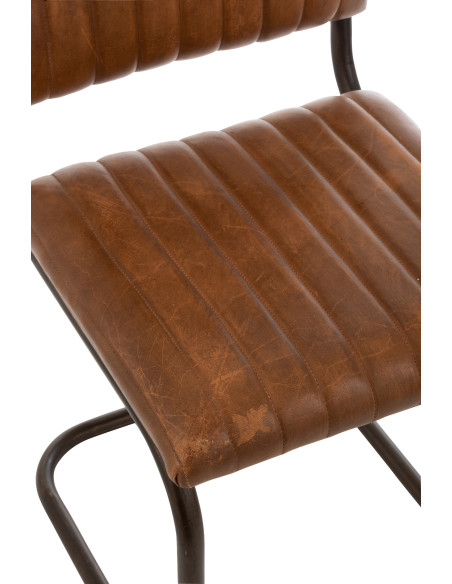 Chaise Wildo en Cuir véritable Cognac Métal Noir - 6