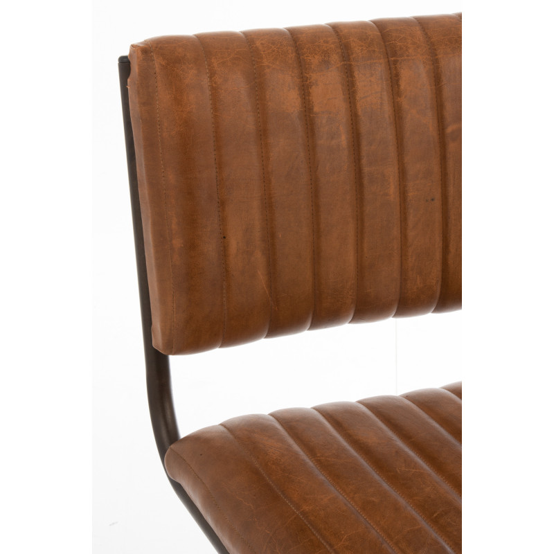 Chaise Wildo en Cuir véritable Cognac Métal Noir - 7