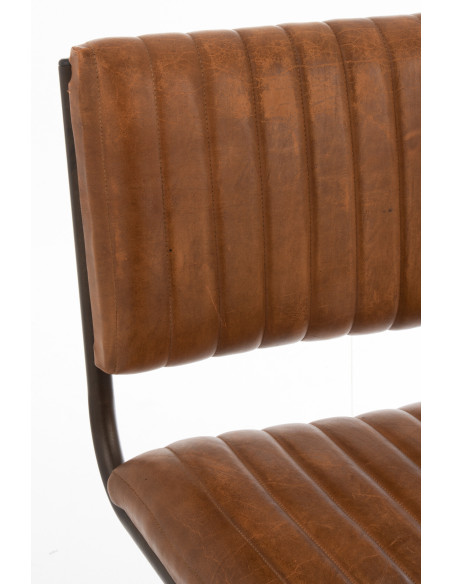 Chaise Wildo en Cuir véritable Cognac Métal Noir - 7