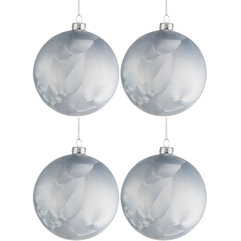 Boule de Noël en Verre Bleu glacé (Lot de 6) - 1