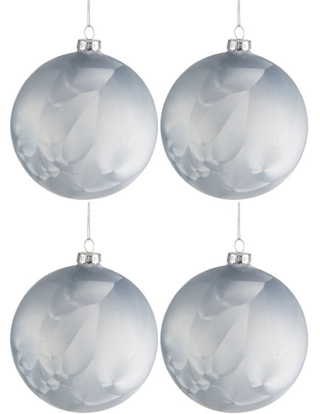 Boule de Noël en Verre Bleu glacé (Lot de 6) - 1