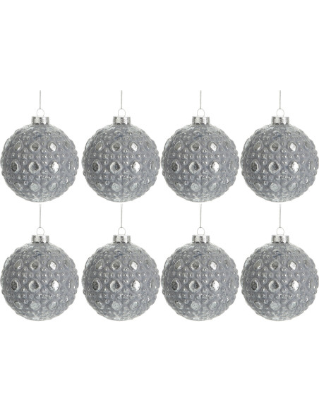 Boule de Noël en Verre Gris Argenté (Lot de 8) - 1