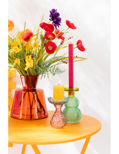 Bougie Cylindrique Ocre J-Line en Cire 18 heures Hauteur 7 cm - 2