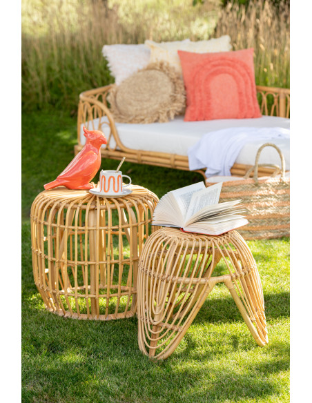 Table d'appoint originale en rotin naturel - 2