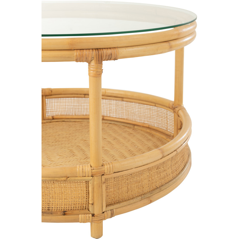 Table basse Ronde Jovelyne en Rotin Naturel Verre - 3