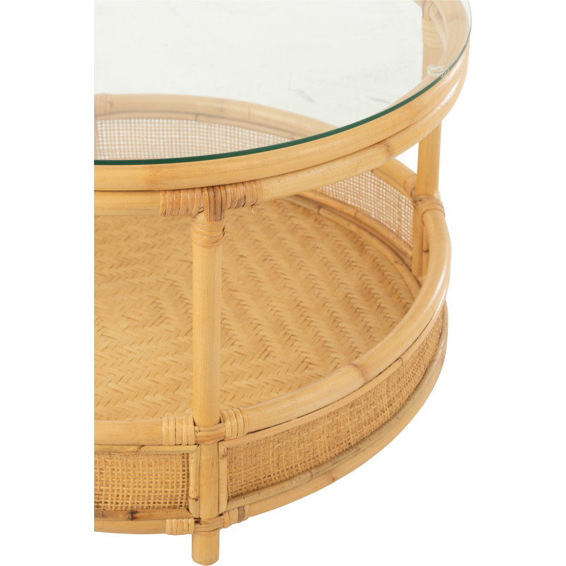 Table basse Ronde Jovelyne en Rotin Naturel Verre - 4
