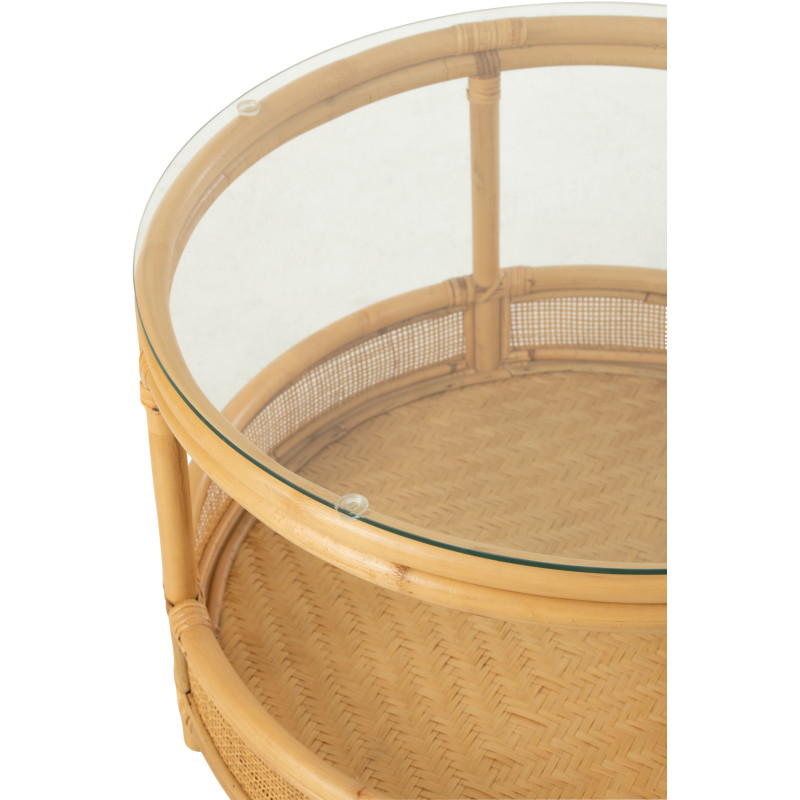 Table basse Ronde Jovelyne en Rotin Naturel Verre - 5
