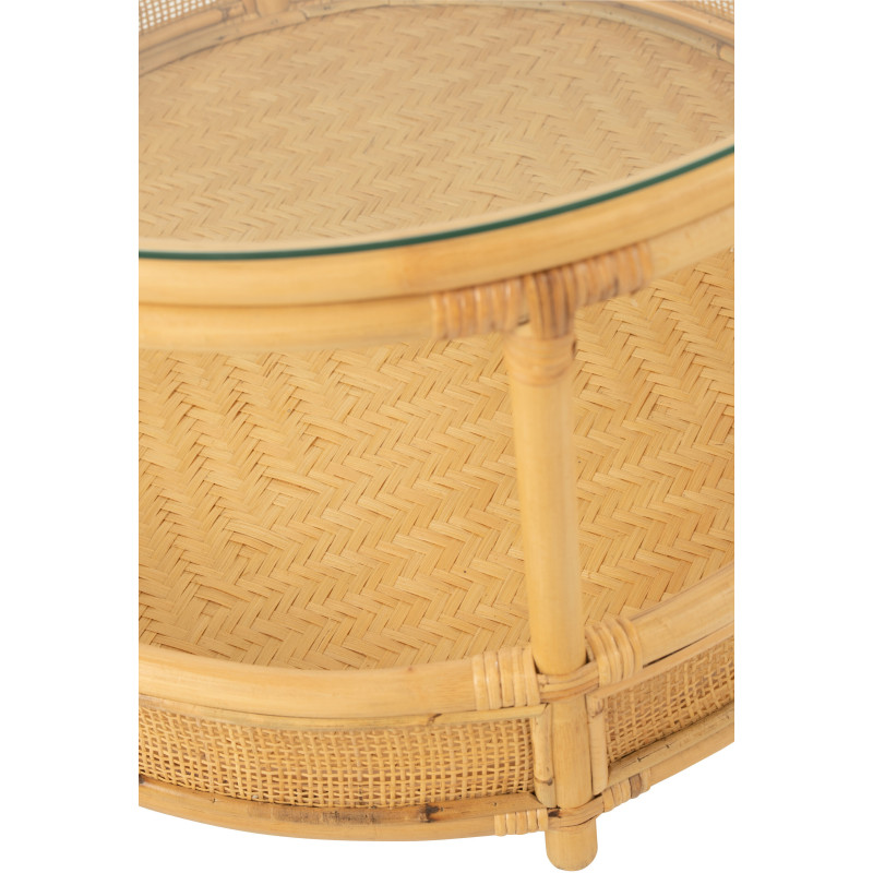 Table basse Ronde Jovelyne en Rotin Naturel Verre - 6