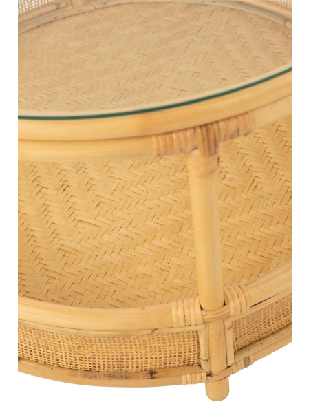Table basse Ronde Jovelyne en Rotin Naturel Verre - 6