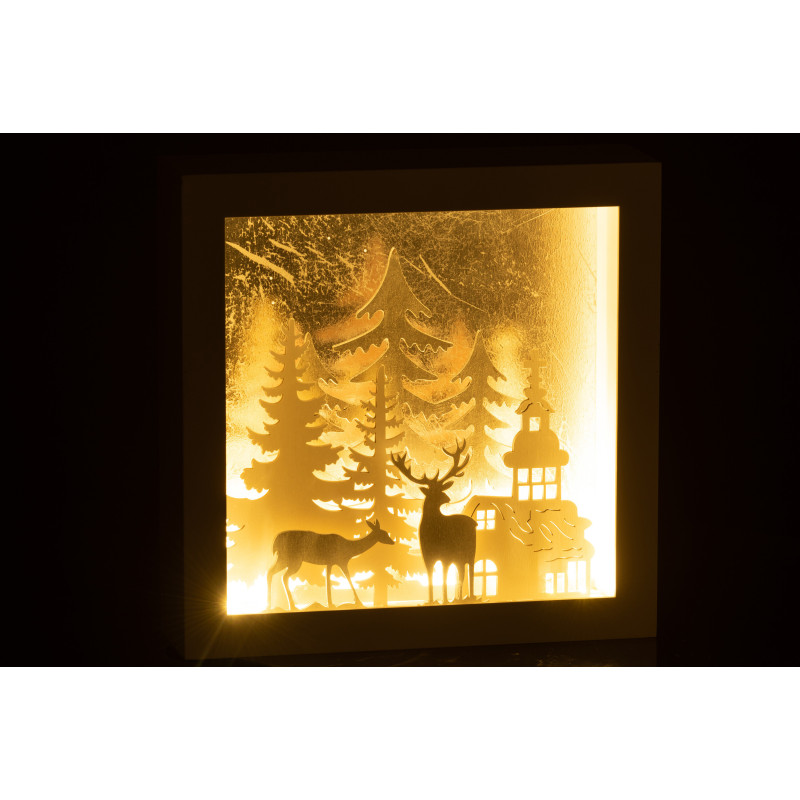 Décoration de Noël lumineuse Led carrée Paysage enneigé Hauteur 25 cm en Plastique Blanc Argenté Verre - 4