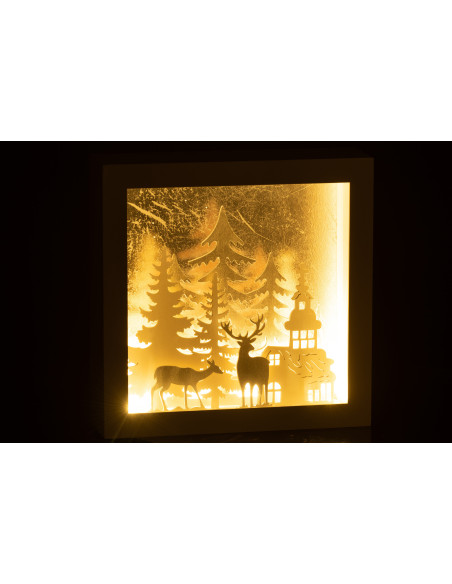 Décoration de Noël lumineuse Led carrée Paysage enneigé Hauteur 25 cm en Plastique Blanc Argenté Verre - 4