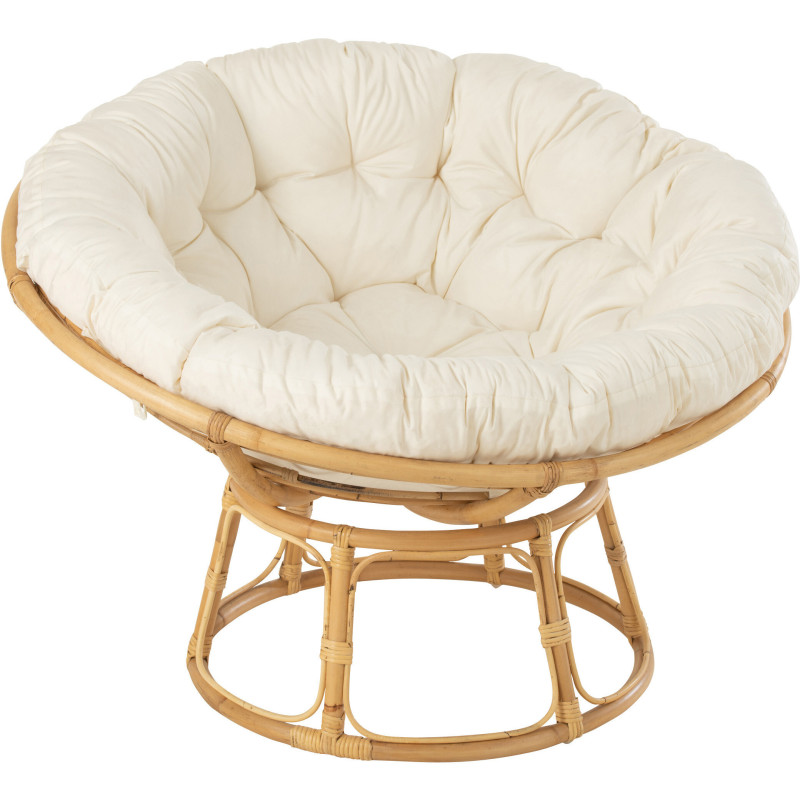 Fauteuil Rond Céline en Rotin Naturel - 1