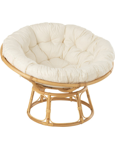 Fauteuil Rond Céline en Rotin Naturel - 1