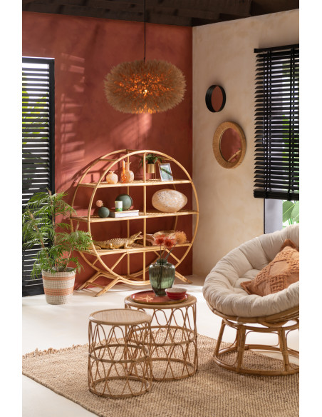 Fauteuil Rond Céline en Rotin Naturel - 7