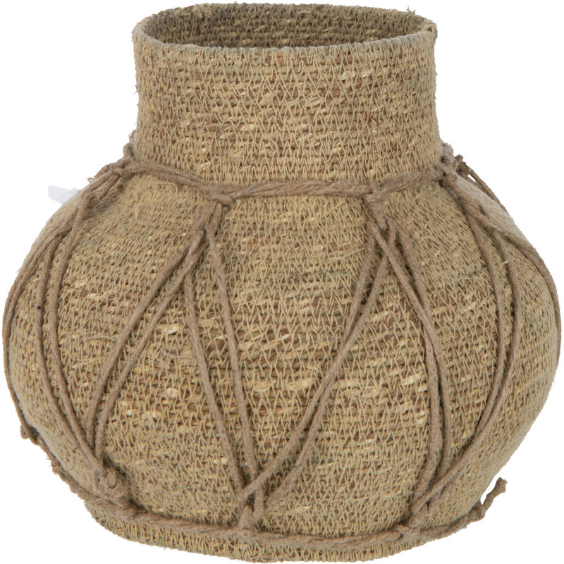 Vase original rond en herbes marines naturel 21 cm - 1