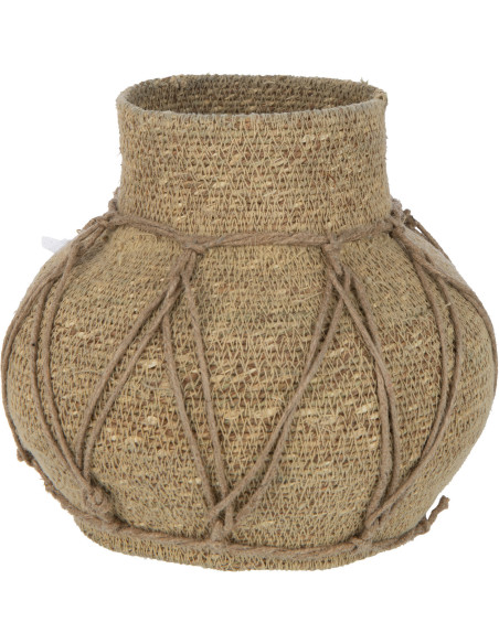 Vase original rond en herbes marines naturel 21 cm - 1