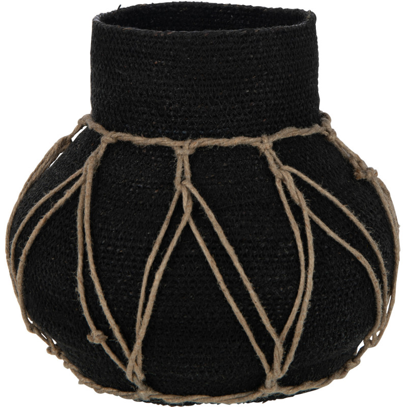 Vase original rond en herbes marines noir 21 cm - 1