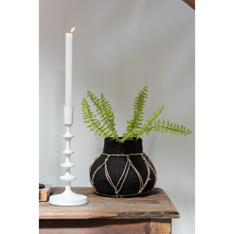 Vase original rond en herbes marines noir 21 cm - 2