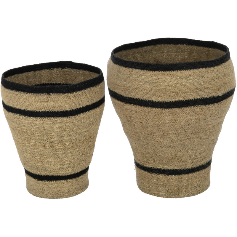 Paniers évasés en herbes marines naturel et noir Set de 2 - 3