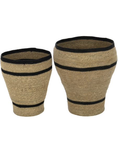 Paniers évasés en herbes marines naturel et noir Set de 2 - 3