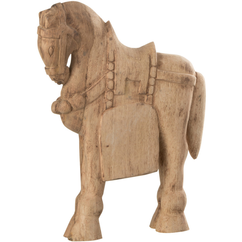 Statue déco Cheval Troie en Bois de manguier Naturel - 1