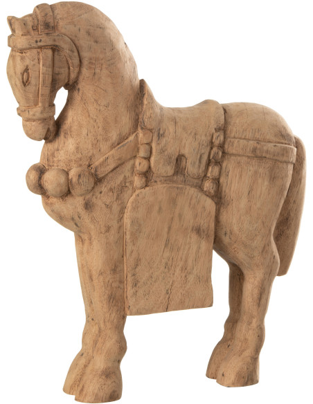 Statue déco XL Cheval Troie en Bois de manguier Naturel - 1