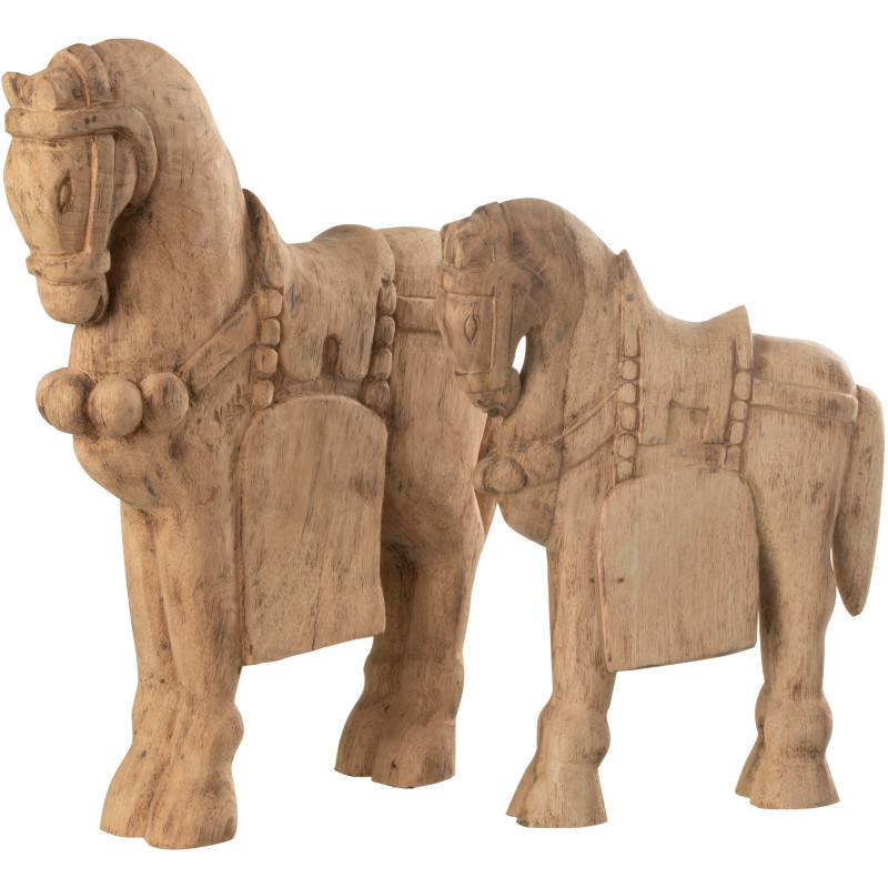 Statue déco XL Cheval Troie en Bois de manguier Naturel - 2
