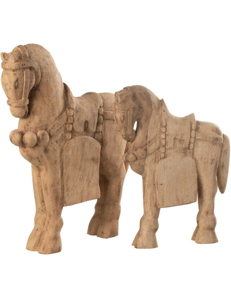 Statue déco XL Cheval Troie en Bois de manguier Naturel - 2