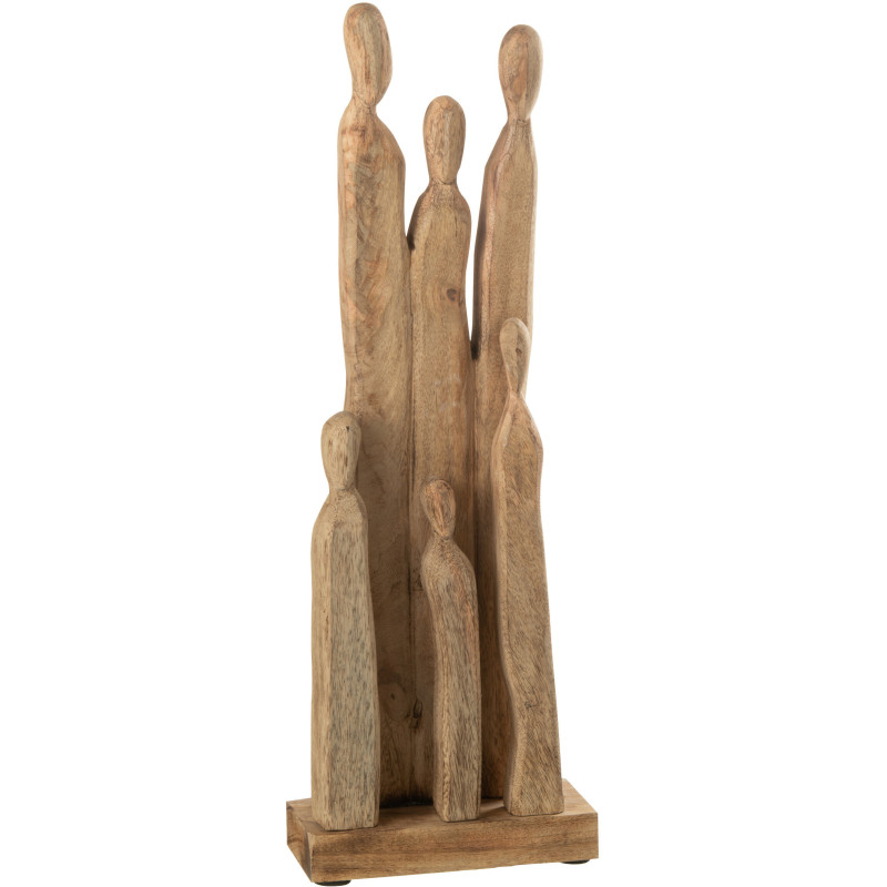 Statue en bois naturel Personnages abstraits Hauteur 60 cm - 1