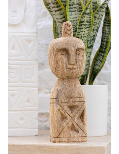 Lot de 2 statuettes africaines en bois naturel sculpté - 3