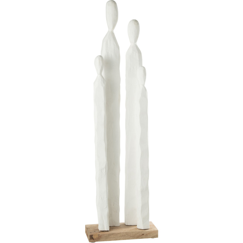 Grande statue Personnages abstraits en bois blanc 95 cm - 1